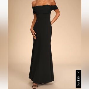 Lulus Would You Be Mine Black Off-the-Shoulder Mermaid Maxi Dress XL